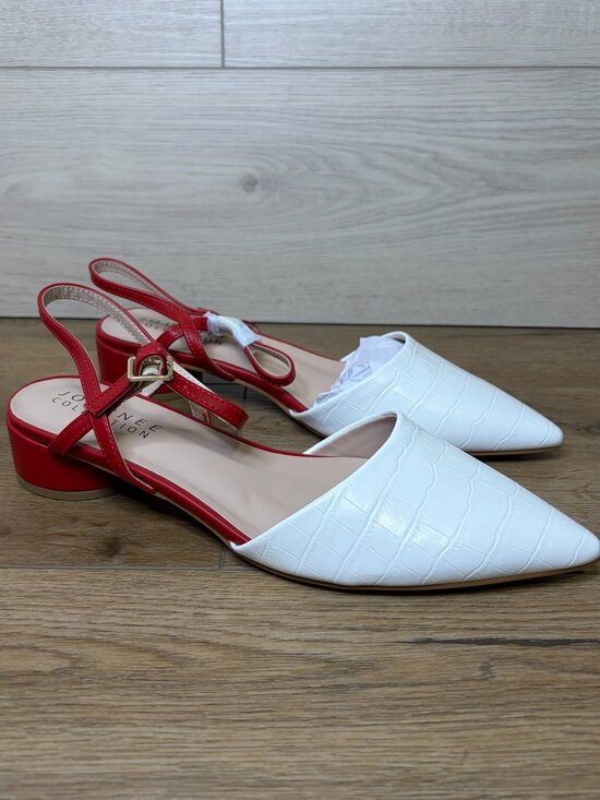 Journee Collection Shoes - Journee Collection Brynn Block Heel Pointed Toe Flats White 9